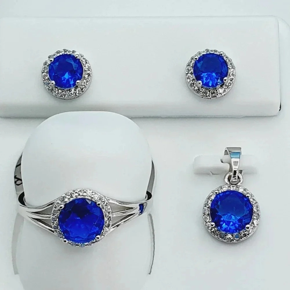 "925 Sterling Silver Cubic Zircon Birthstone Jewelry Set, UU1P7A7074